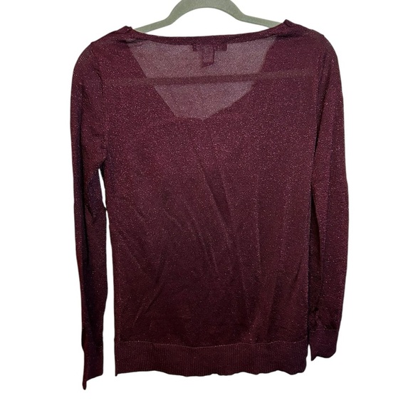 Inc International Concepts Burgundy Metallic Drape Neck Sweater - Picture 2 of 3